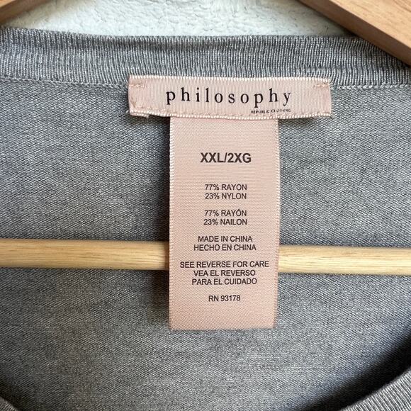 Philosophy Gray Classic Button Down Cardigan Sweater Plus Size Stretch-sz XXL - Picture 3 of 5